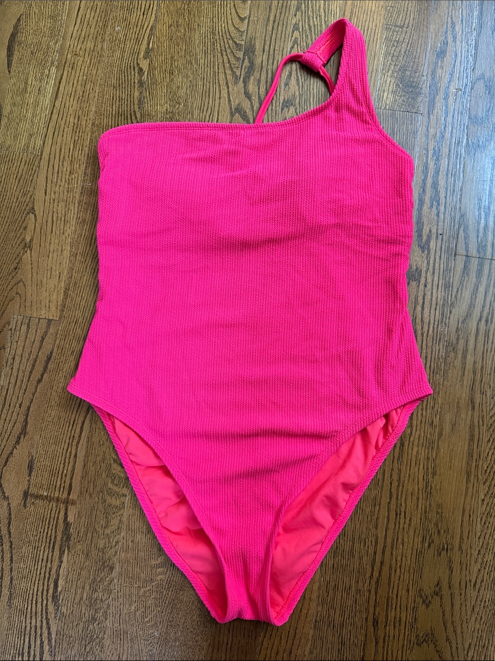 Target Hot Pink One-Shoulder Ribbed One-Piece Swimsuit